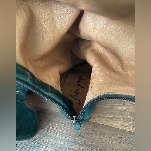 Free People Date Night Elle Block Heel Slouchy Boots Pine Diamonds - Picture 7 of 7